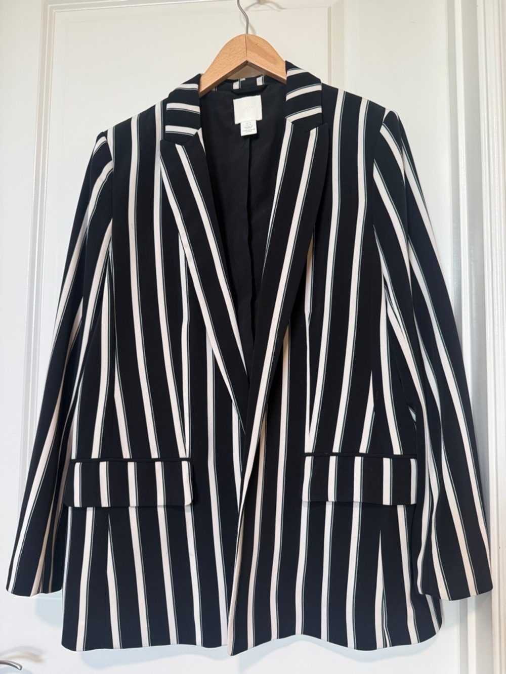 H&M Black and White Vertical Stripe Blazer